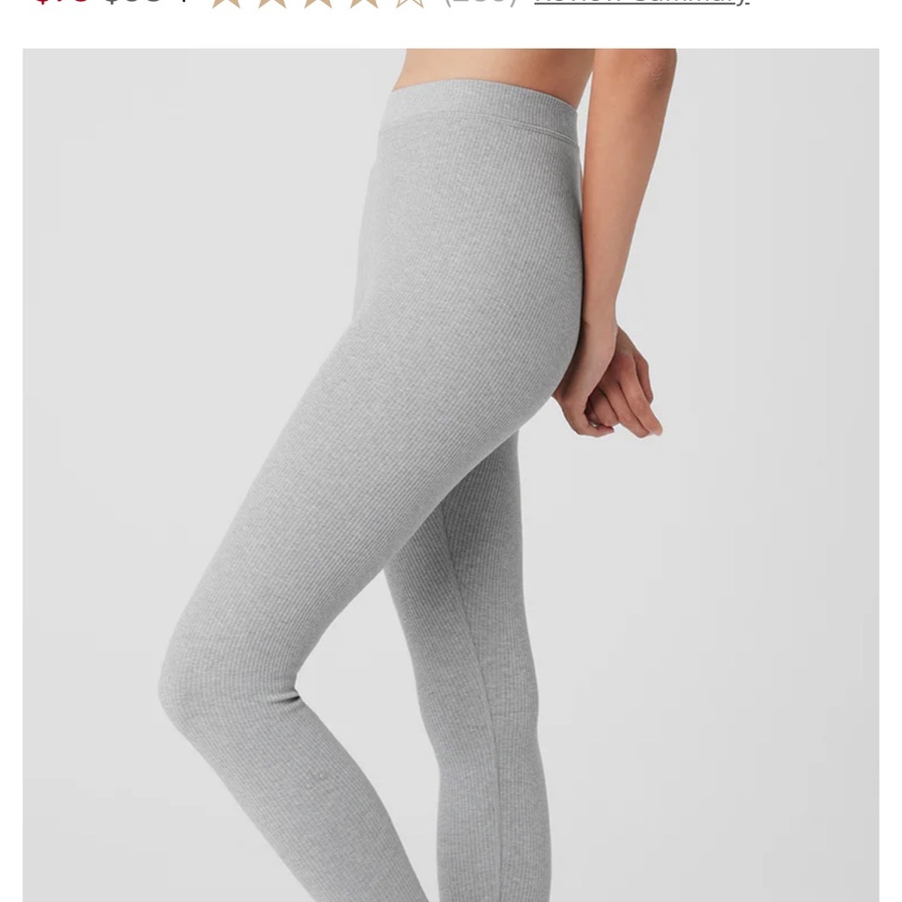 ALO Gray Ribbed Women's 7/8 Leggings